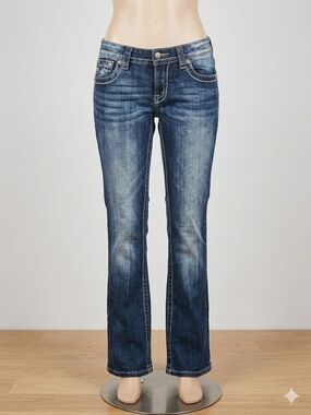 Miss Me Bootcut Jeans Size 29 Medium Wash Embellished Stretch Denim